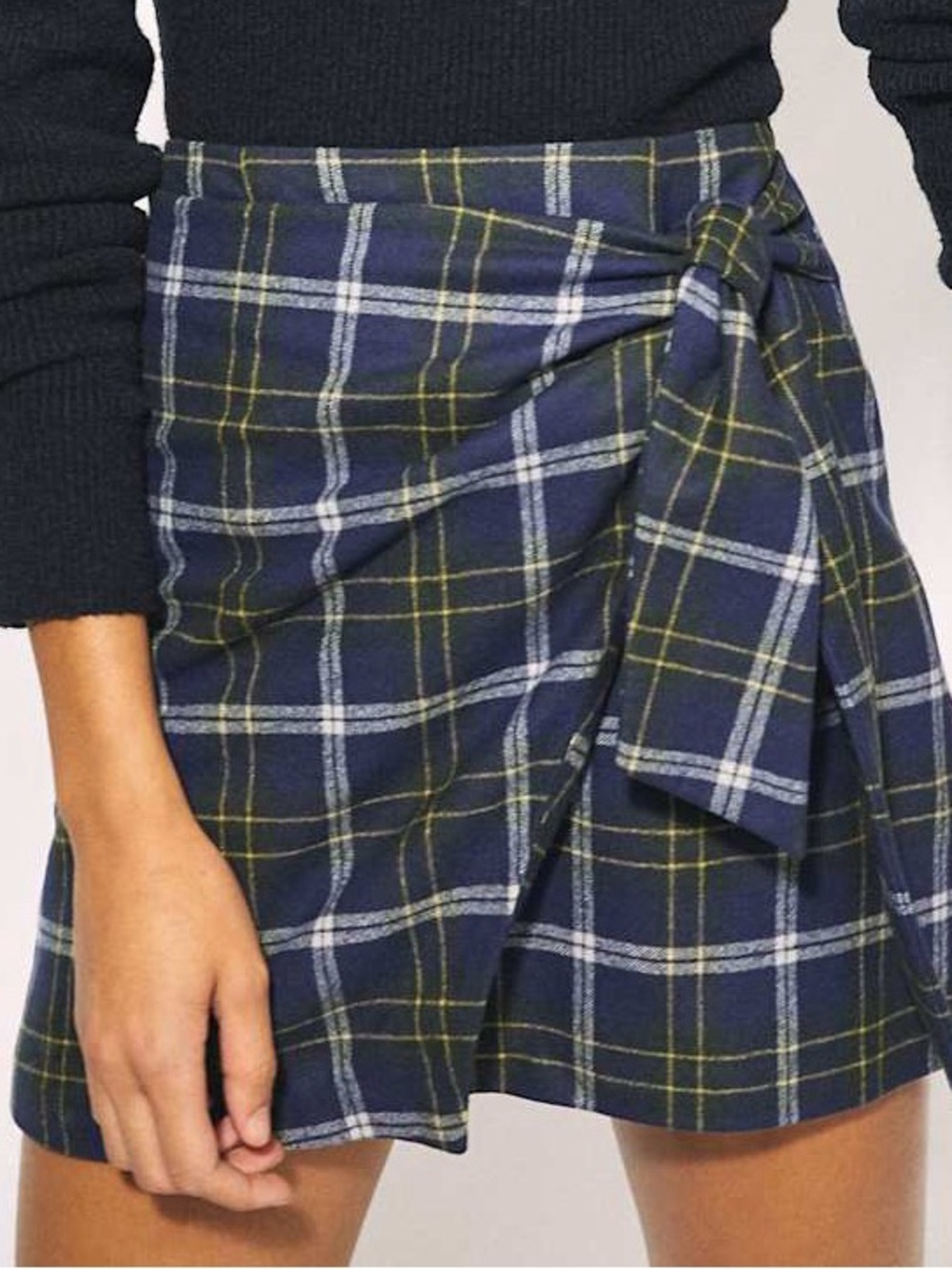 Aritzia Wilfred Wrap-Front Plaid Skirt Wool Cashmere Blend